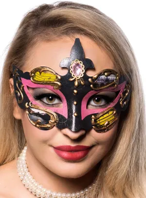 Baroque Pink and Black Masquerade Mask