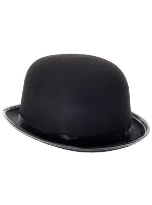 Basic Black Feltex Adults Bowler Costume Hat
