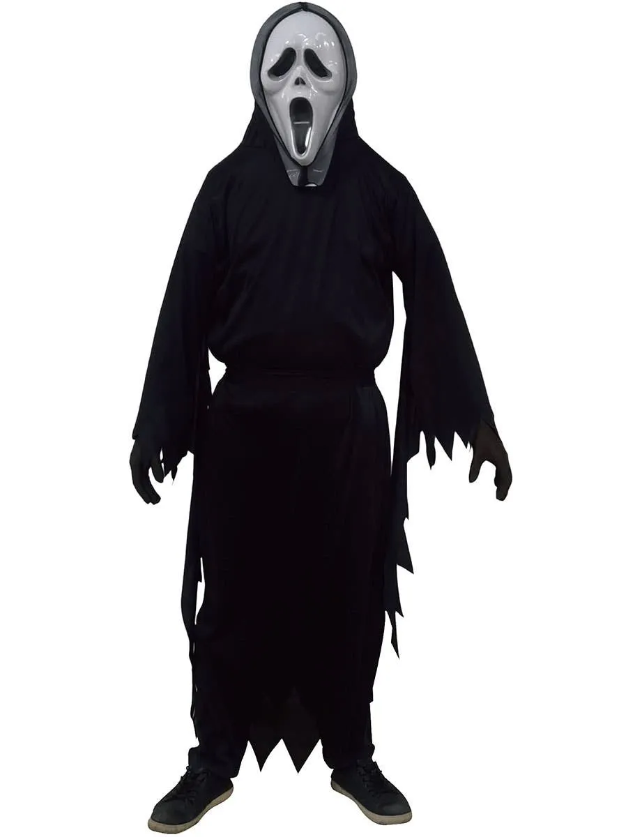 Basic Black Hooded Robe Mens Halloween Costume