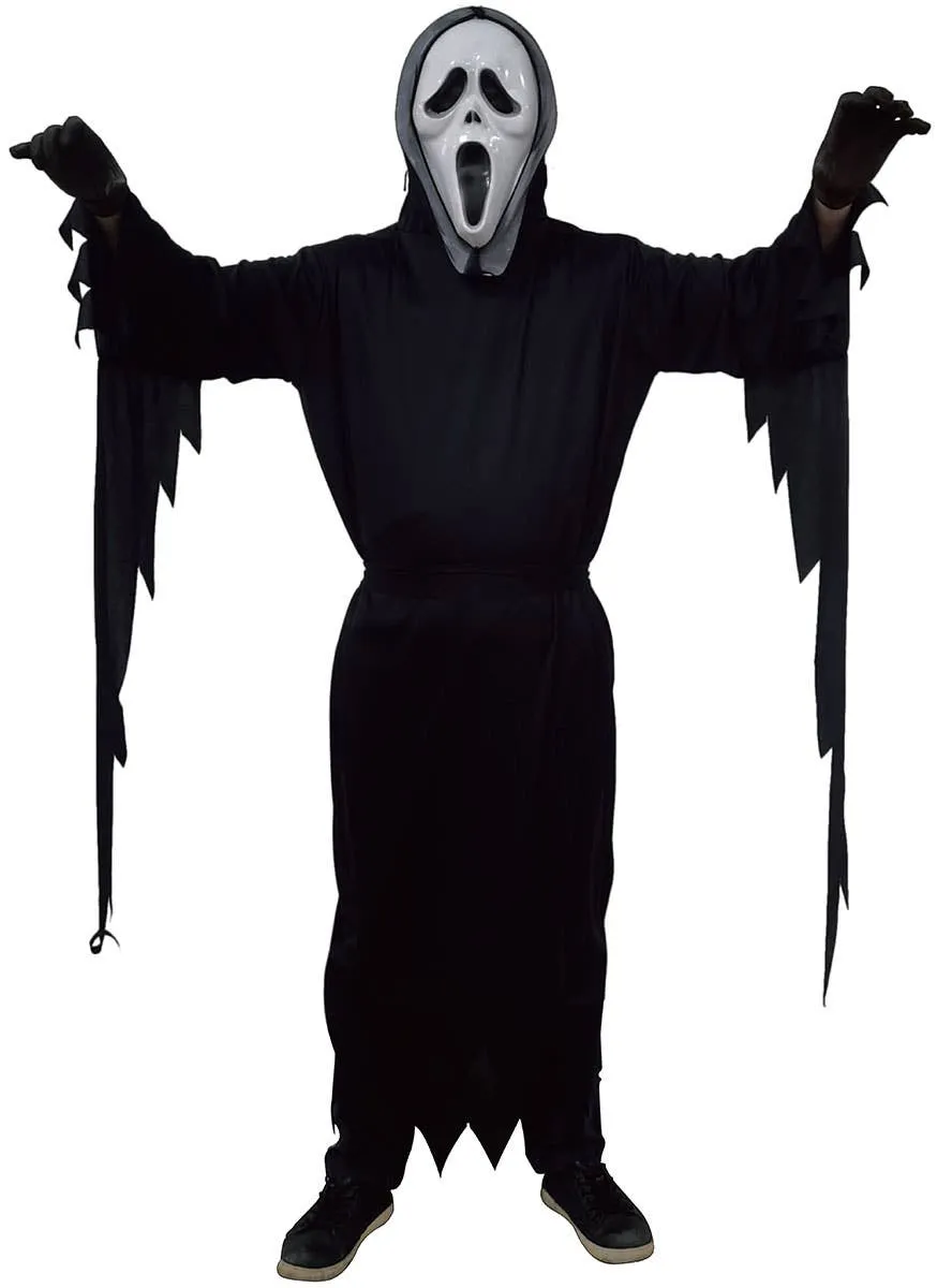 Basic Black Hooded Robe Mens Halloween Costume