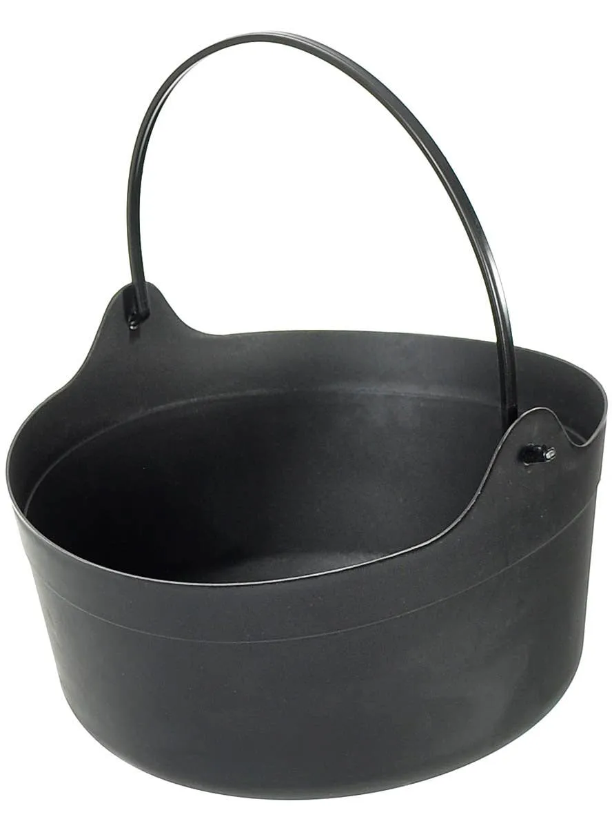 Basic Black Plastic Trick or Treat Cauldron Halloween Decoration