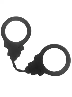Basic Black Rubber Handcuffs Costume Accessory