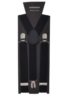 Basic Black Stretch Suspenders Costume Accessory