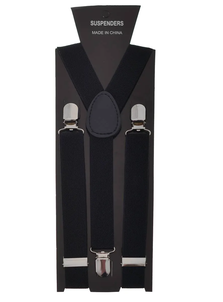 Basic Black Stretch Suspenders Costume Accessory
