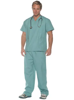Basic Green Doctor Scrubs Mens Plus Size Costume