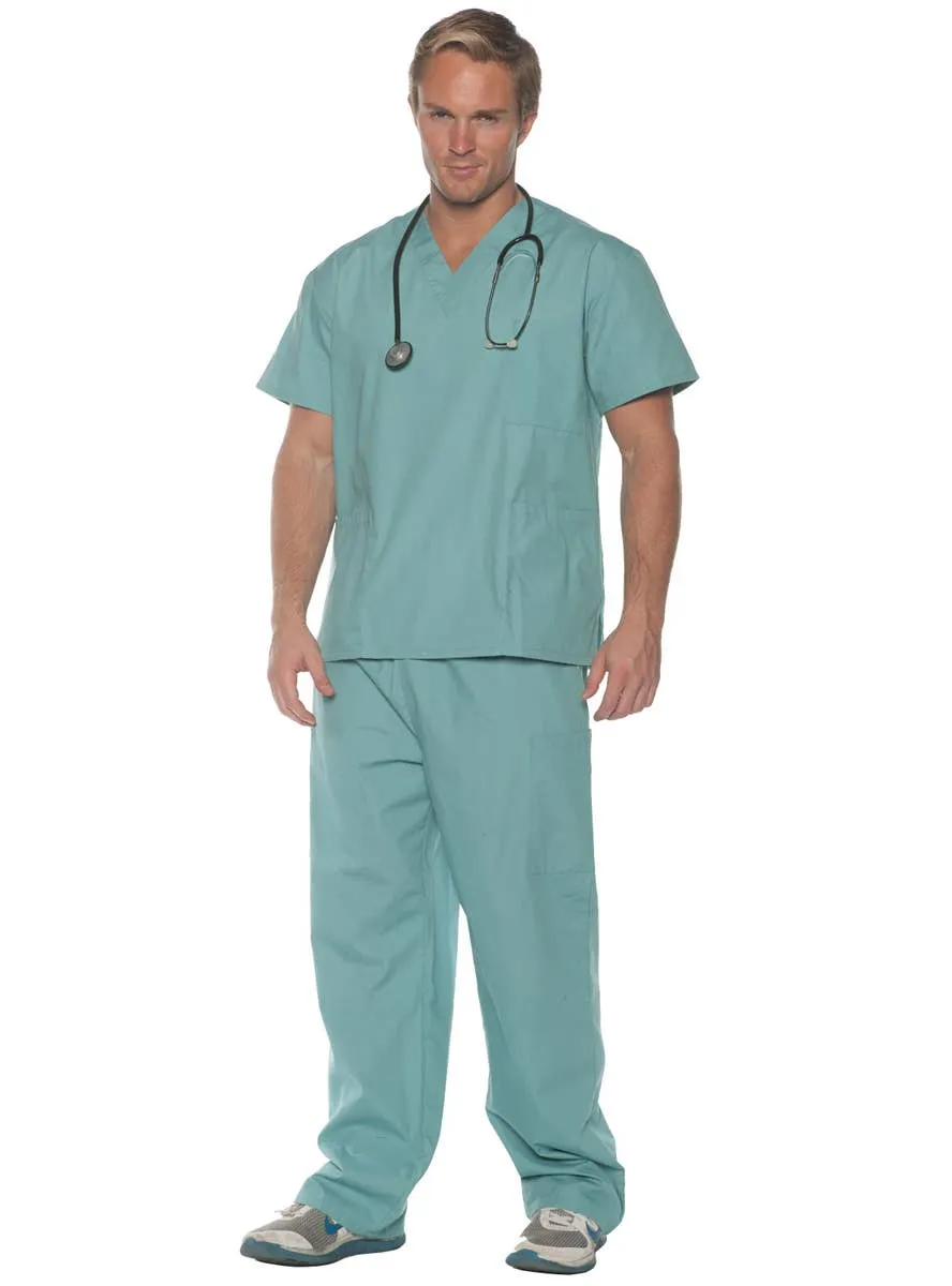 Basic Green Doctor Scrubs Mens Plus Size Costume