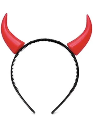 Basic Red Devil Horns on Headband Costume Accessory
