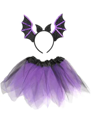 Bat Cutie Purple 2 Piece Girls Halloween Tutu Set