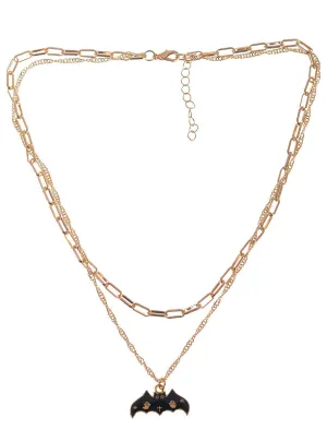 Bat Pendant Halloween Costume Necklace with Double Chains