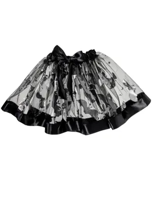 Bat Print Toddler Girls Black Halloween Costume Tutu