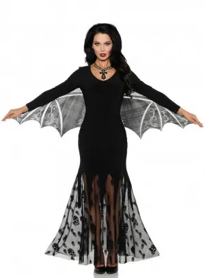 Bat Queen Womens Black Vampire Halloween Costume