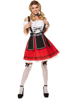 Bavarian Babe Womens Red and Black Oktoberfest Costume