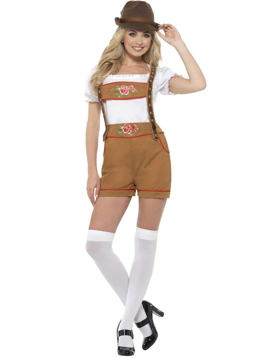 Bavarian Beer Girl Womens Brown Lederhosen Oktoberfest Costume