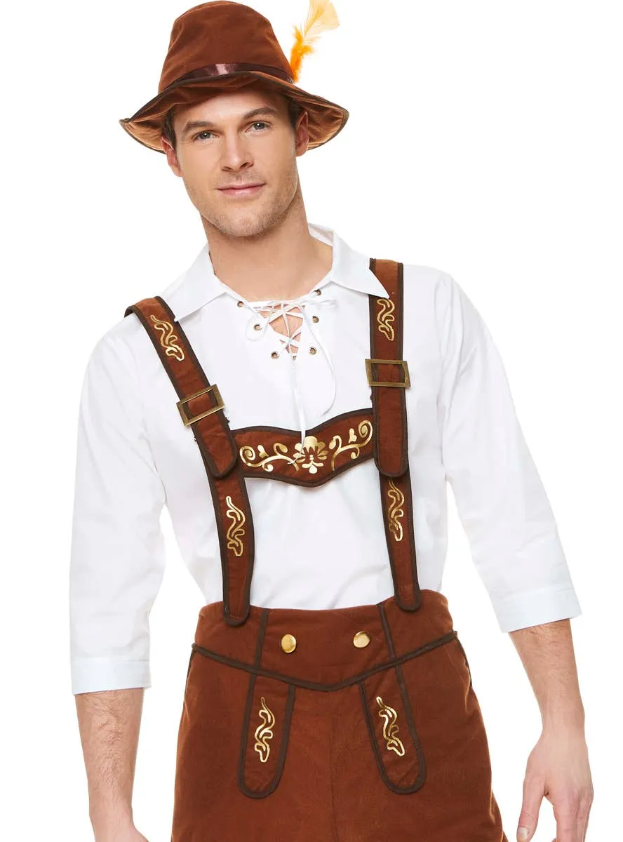 Bavarian Man Brown Lederhosen Mens Costume
