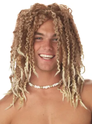 Beach Bum Blonde Dreadlocks Mens Costume Wig