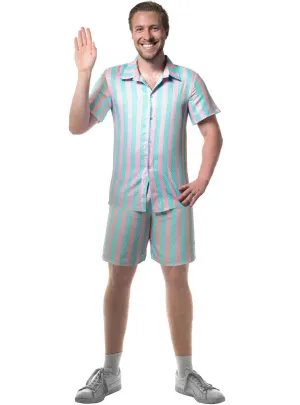 Beach Party Pastel Striped Mens Ken Doll Costume
