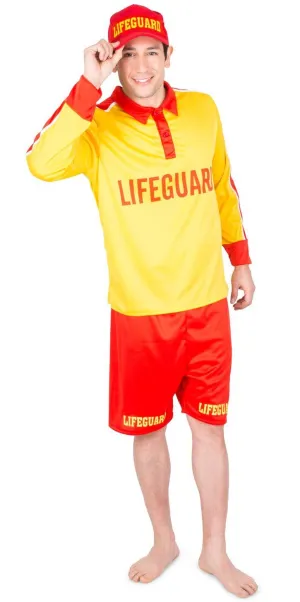 Beach Rescue Mens Yellow And Red Lifeguard Costume