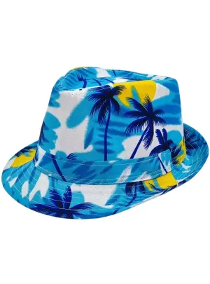 Beachy Blue Tropical Hawaiian Fedora Costume Hat