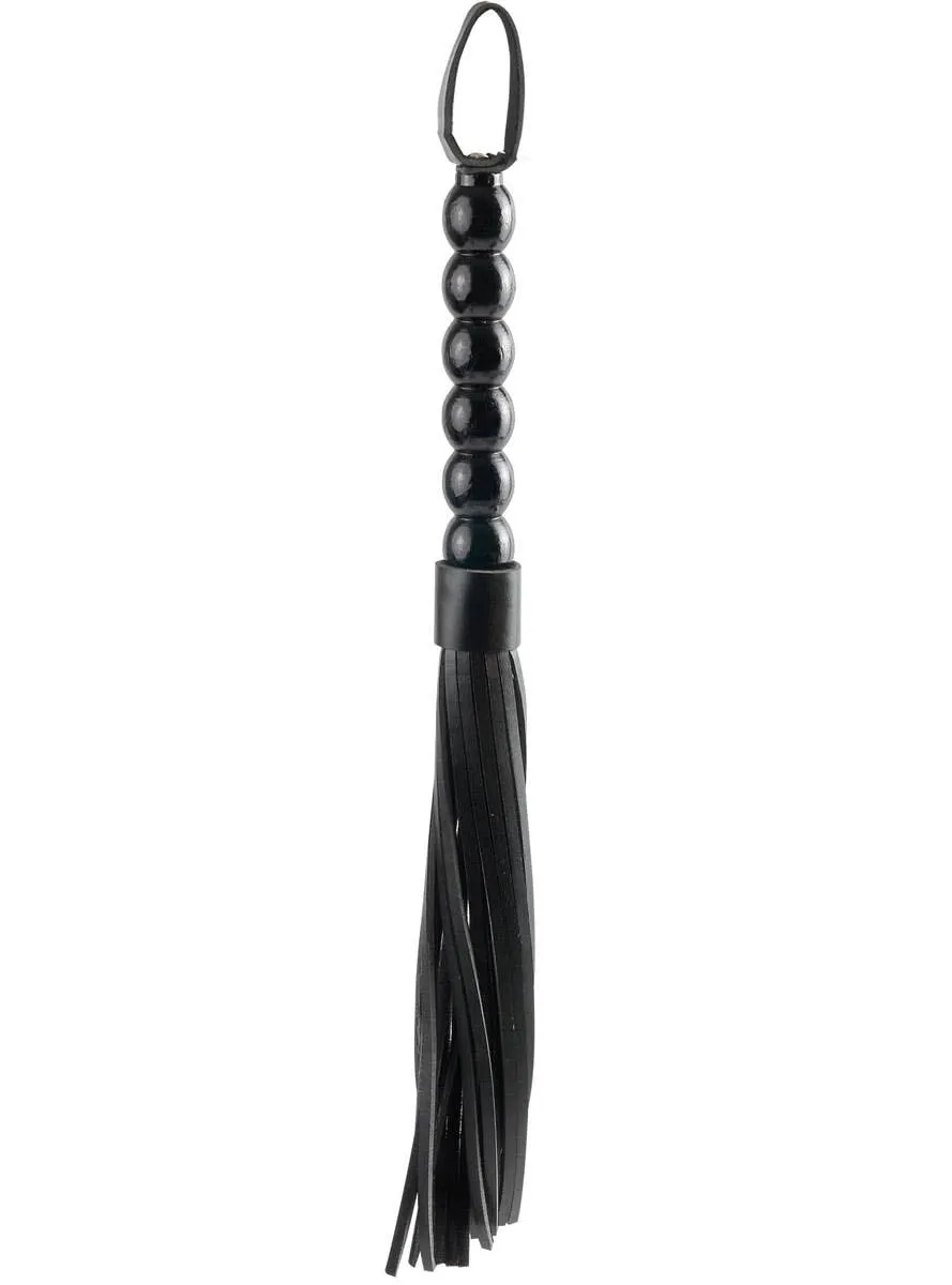 Beaded Black Leather Look Catwoman Costume Whip