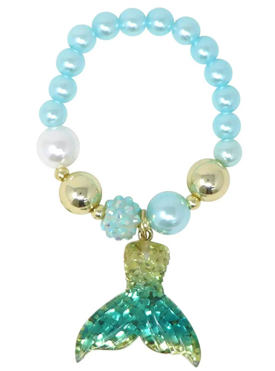 Beaded Blue and Gold Mermaid Girls Costume Bracelet