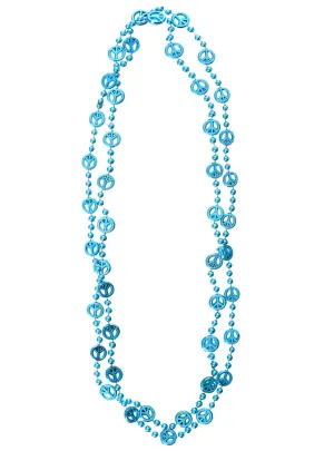 Beaded Metallic Blue Peace Sign Costume Necklaces
