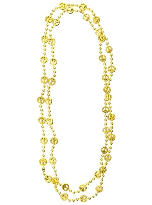 Beaded Metallic Gold Peace Sign Costume Necklaces