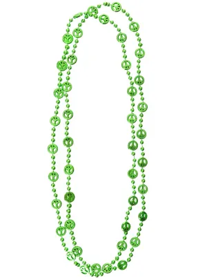 Beaded Metallic Green Peace Sign Costume Necklaces