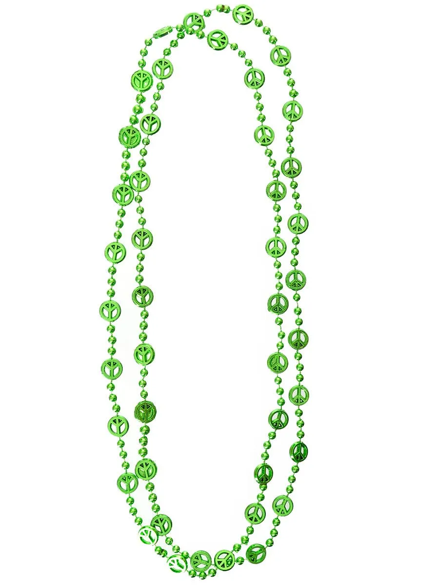 Beaded Metallic Green Peace Sign Costume Necklaces