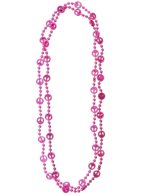 Beaded Metallic Magenta Peace Sign Costume Necklaces