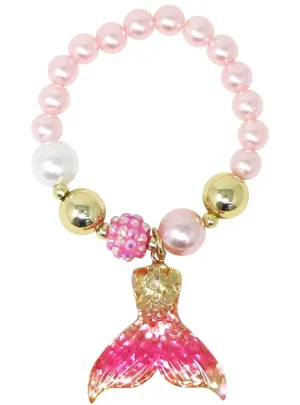 Beaded Pink and Gold Mermaid Girls Costume Bracelet