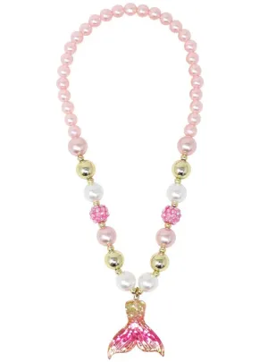 Beaded Pink and Gold Mermaid Girls Costume Necklace