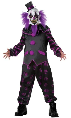 Bearded Clown Mens Black and Purple Halloween Costume