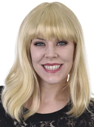 Beautiful Blonde Womens Costume Wig with Fringe