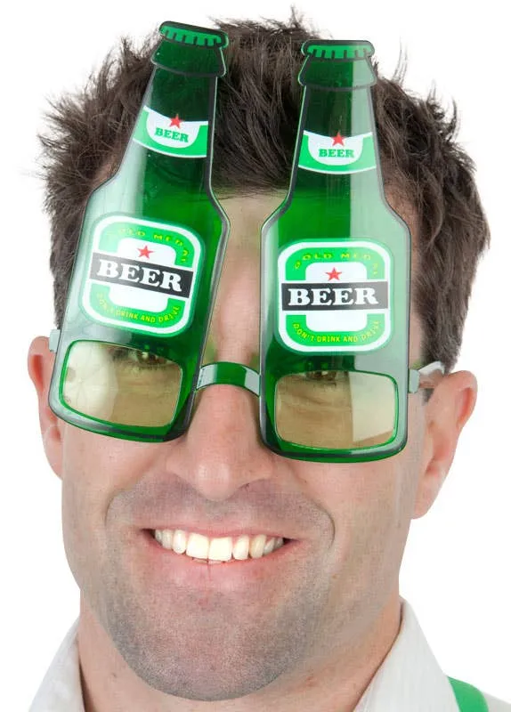 Beer Bottle Novelty Green Costume Glasses