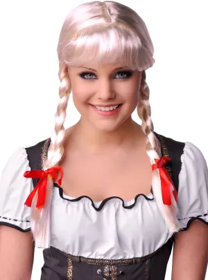 Beer Girl Womens Blonde Plaited Oktoberfest Costume Wig