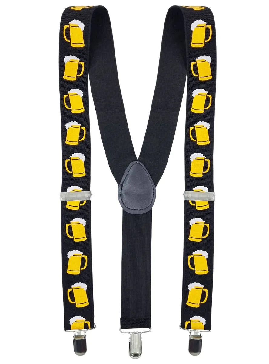 Beer Jug Print Adjustable Costume Suspenders