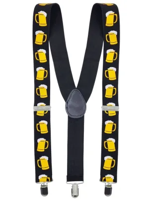Beer Jug Print Adjustable Costume Suspenders