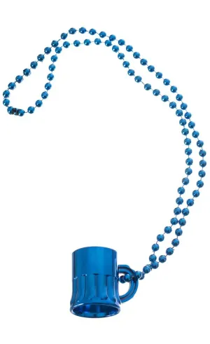 Beer Stein Metallic Blue Oktoberfest Necklace Costume Accessory