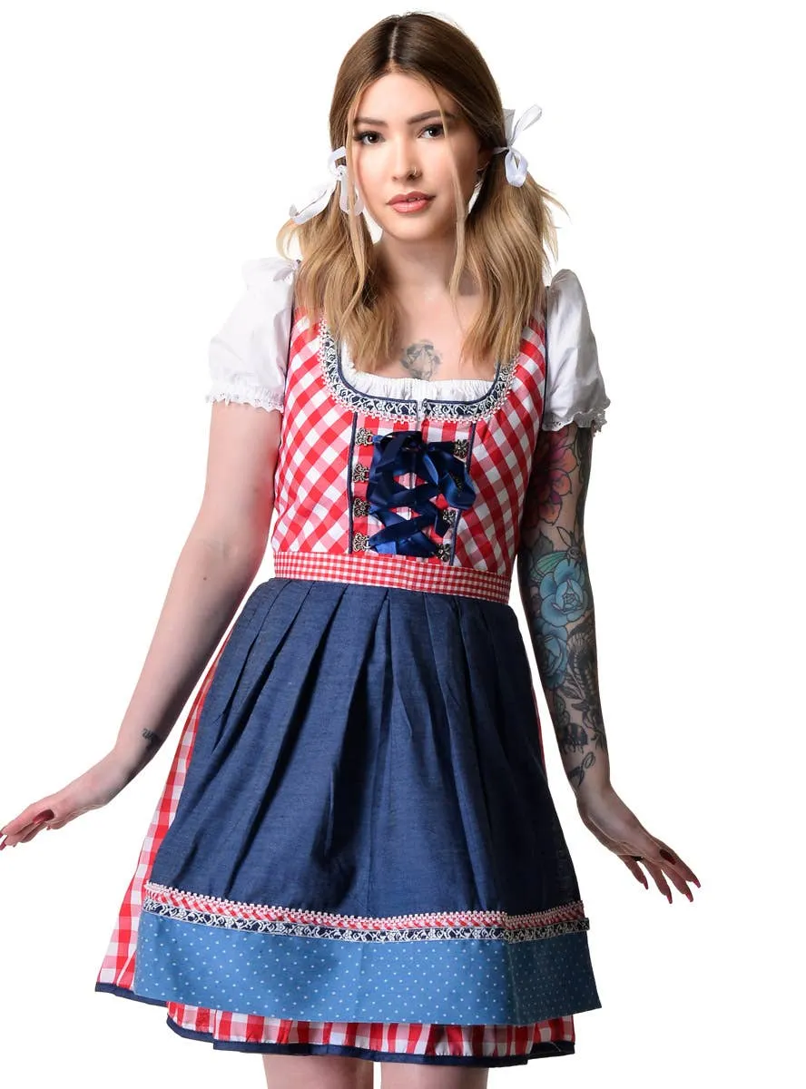 Beer Wench Womens Chequered Oktoberfest Costume