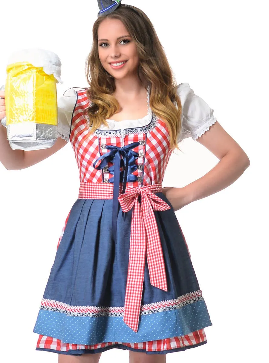 Beer Wench Womens Chequered Oktoberfest Costume