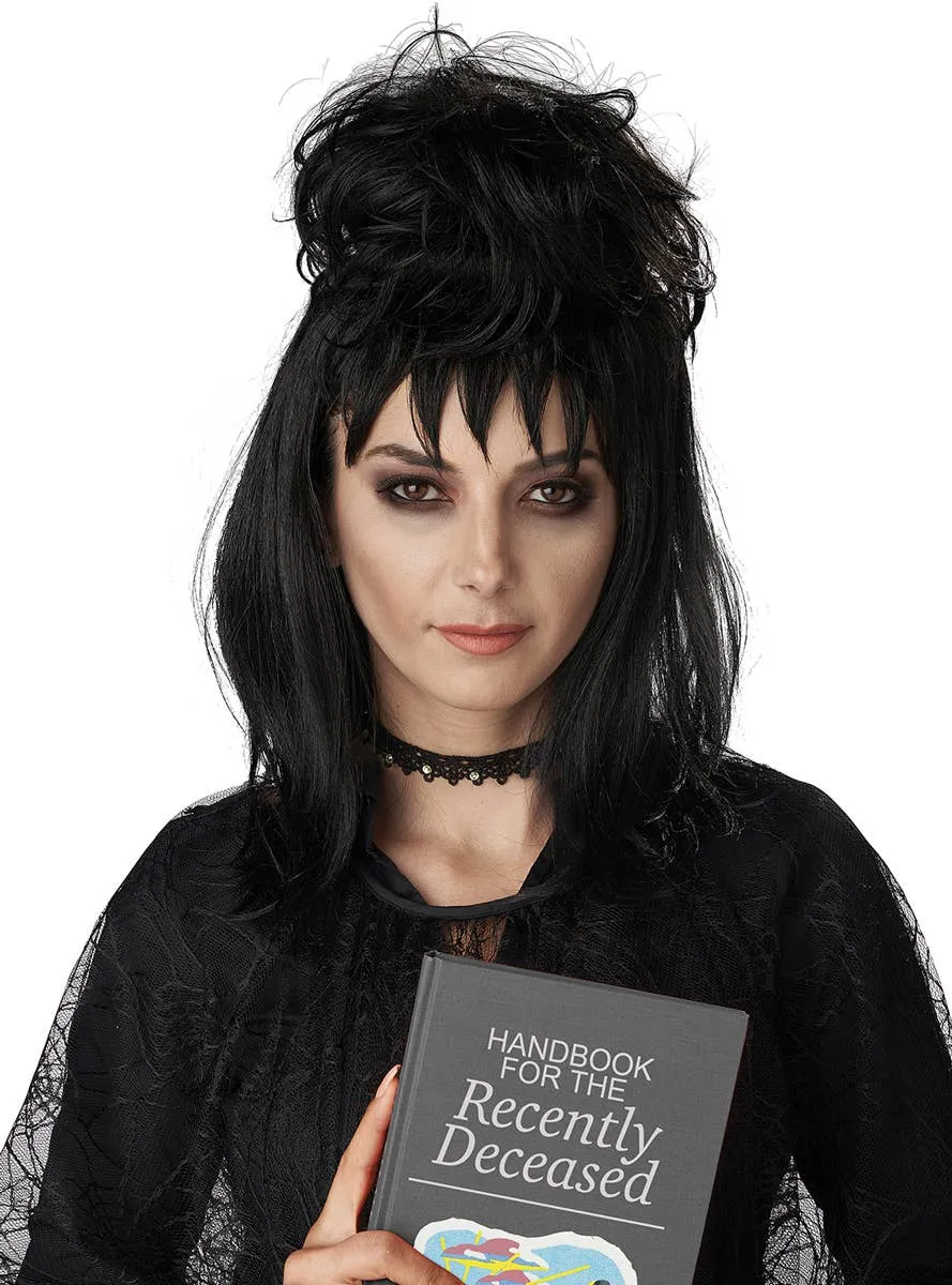 Beetle Girl Womens Black Lydia Deetz Character Costume Wig