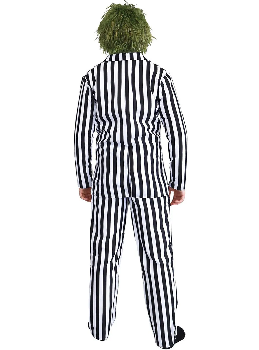 Beetle Time Mens Black And White Striped Halloween Costume