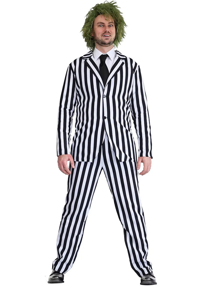 Beetle Time Plus Size Mens Black And White Striped Halloween Costume