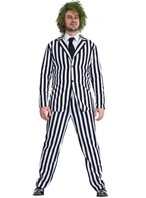 Beetle Time Plus Size Mens Black And White Striped Halloween Costume