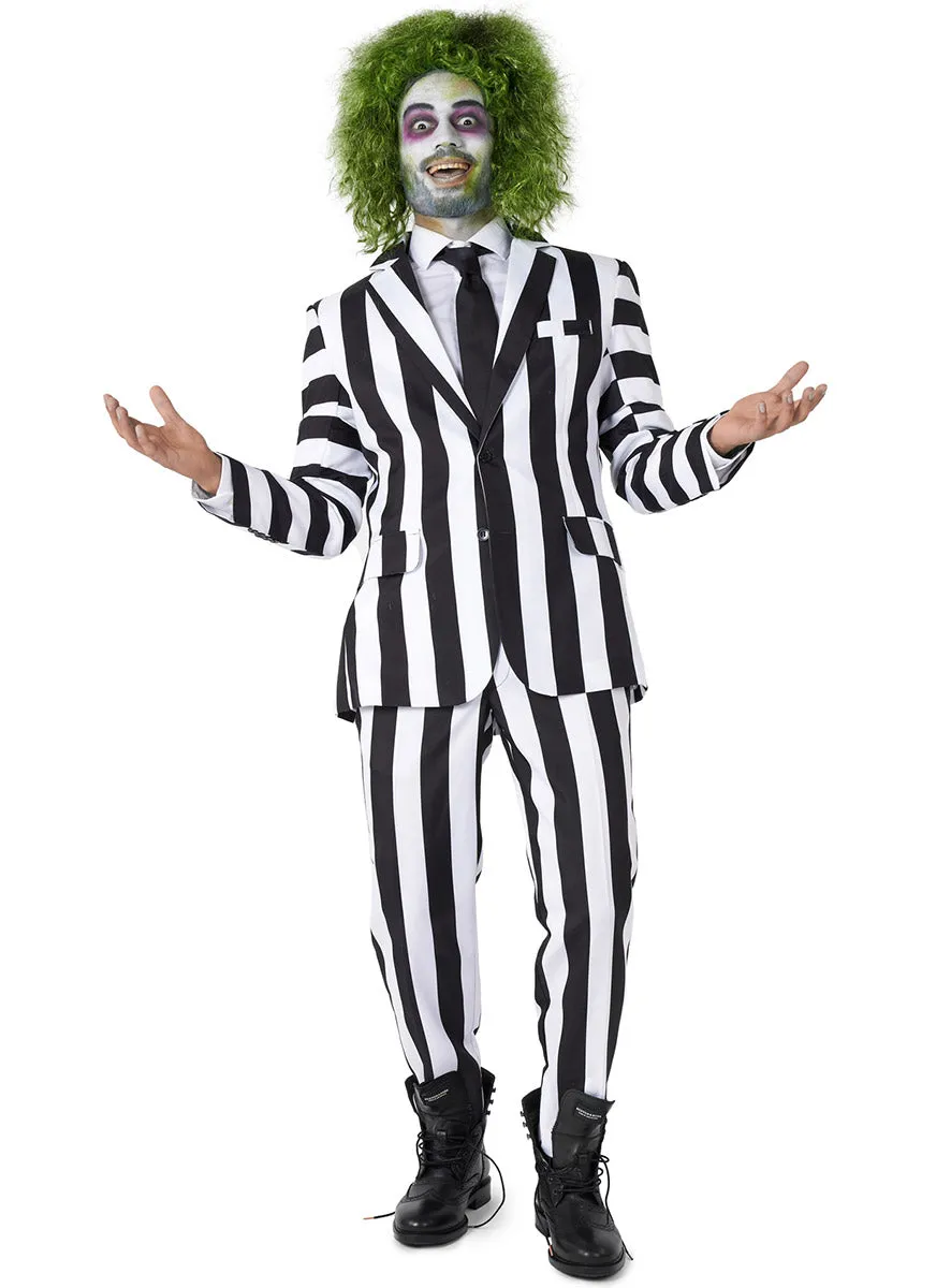Beetlejuice Deluxe Black and White Striped Costume Suit