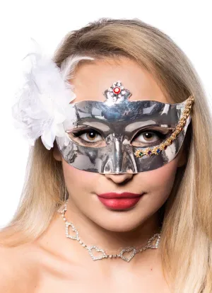 Bejewel Silver Mirrored Masquerade Mask