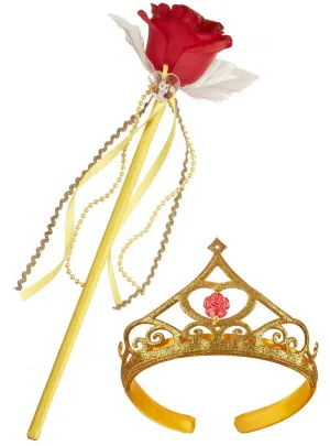 Belle Gold Glitter Girls Wand and Tiara Accessory Set