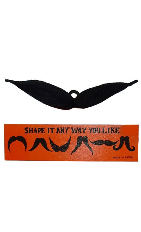 Bendable Mens Black Clip On Moustache