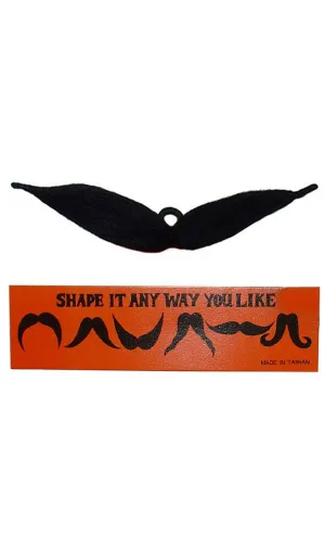 Bendable Mens Black Clip On Moustache
