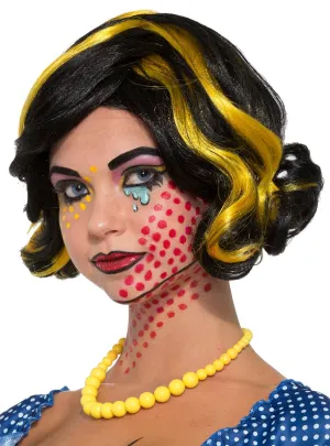 Betty Bam Black and Yellow Womens Pop Art Costume Wig